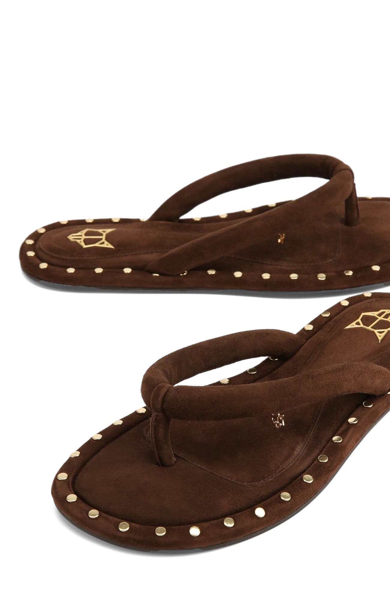 Naked Wolfe Grenada Brown Suede/Gold Studs, Alternate, color, Brown