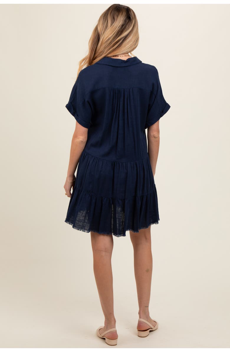 PinkBlush Tiered Linen Dress, Alternate, color, Navy Blue