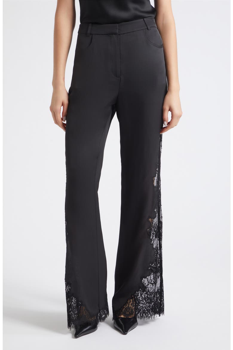 Priya Lace Detail Flared Pants, Main, color, JET/ JET