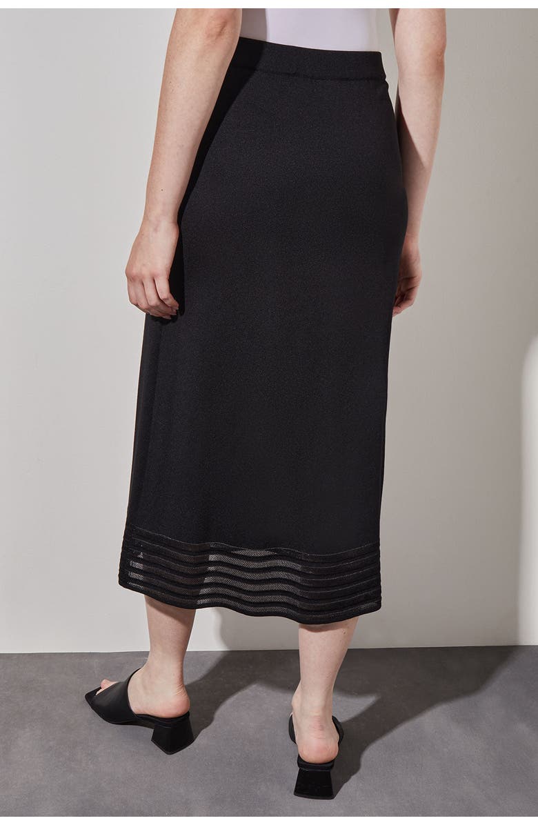 Ming Wang Striped Burnout Hem Midi Skirt, Alternate, color, Black