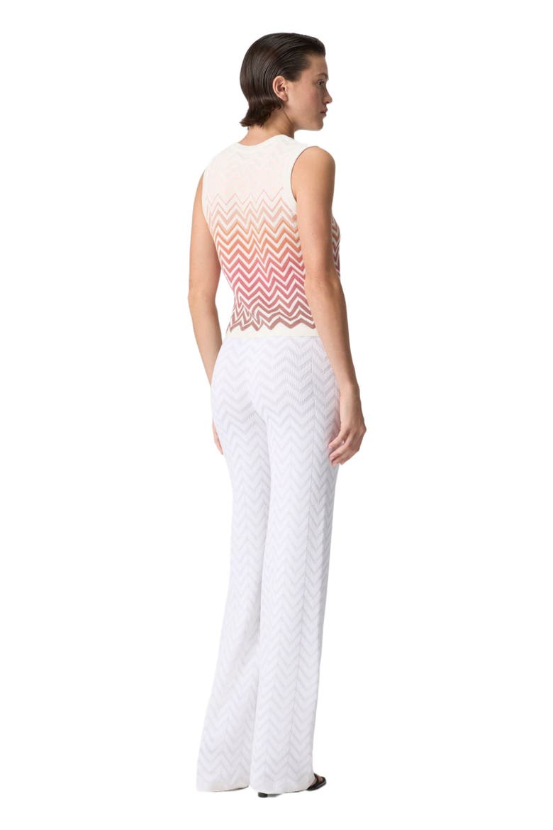 Straight-leg Stretch Trousers In Cotton And Viscose Chevron, Alternate, color, White