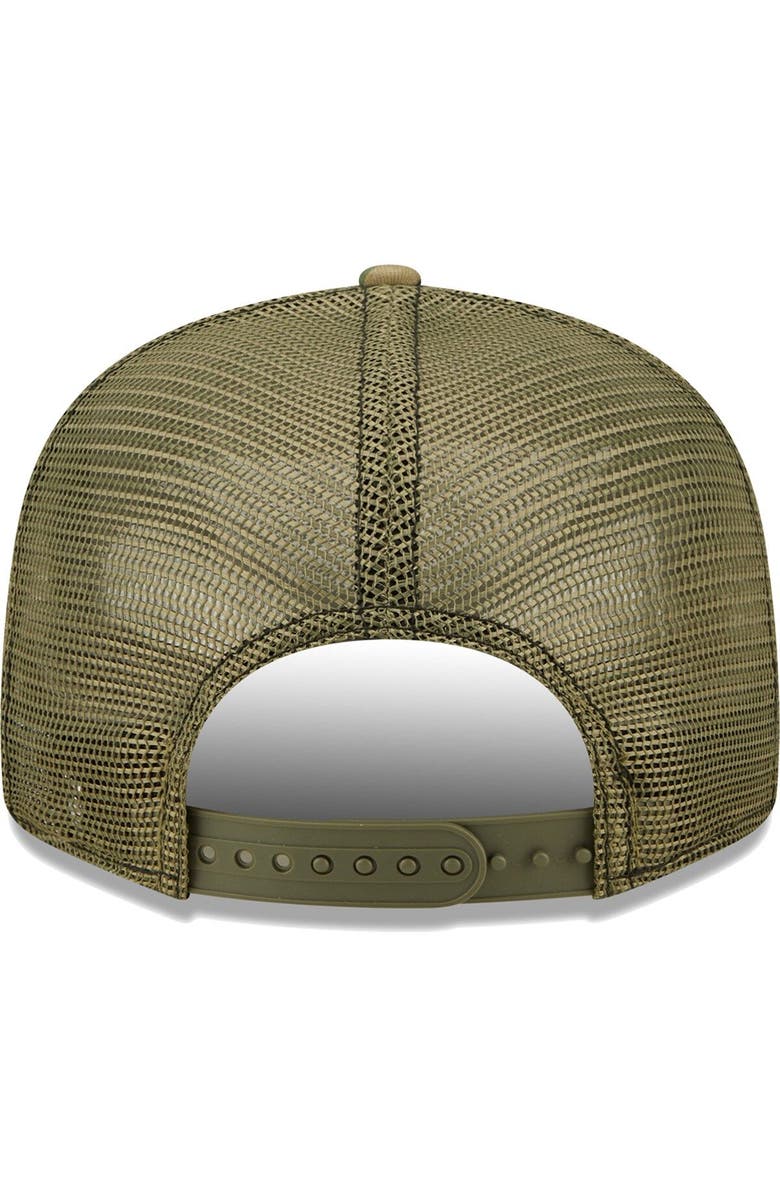 New Era Men's New Era Camo/Olive Los Angeles Rams Historic Logo Trucker 9FIFTY Snapback Hat, Alternate, color, 