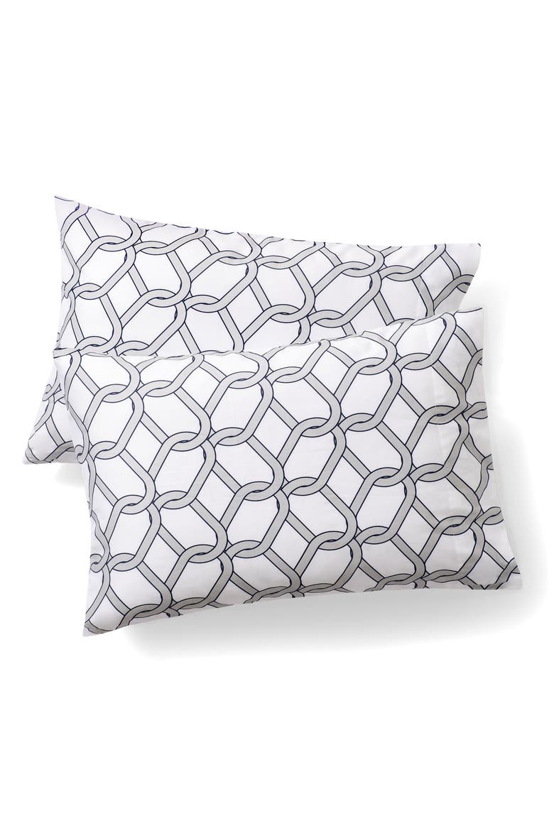 Set of Two Chain Print Pillowcases, Main, color, GREY