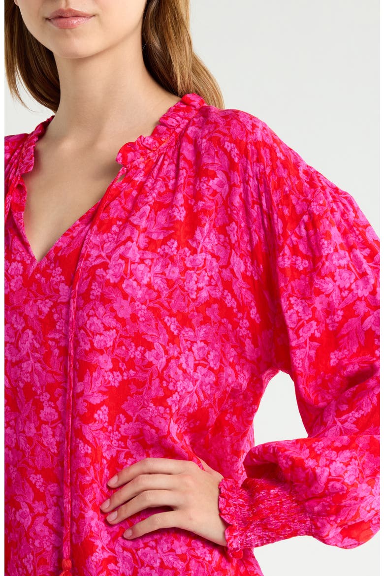 Weylin Split Neck Top, Alternate, color, RED-FUCHSIA