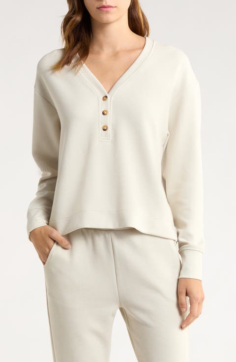 V-Neck Waffle Henley