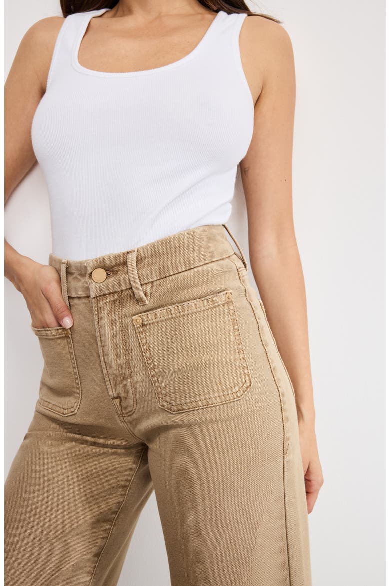 Patch Pocket Crop Palazzo Jeans, Alternate, color, GOOD KHAKI001