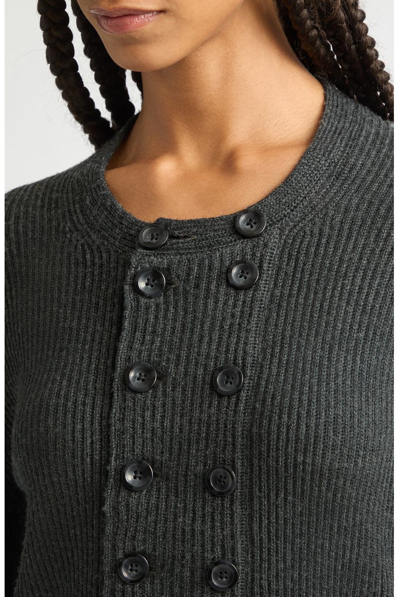 Double Breasted Merino Wool Cardigan, Alternate, color, DARK CHARCOAL GREY