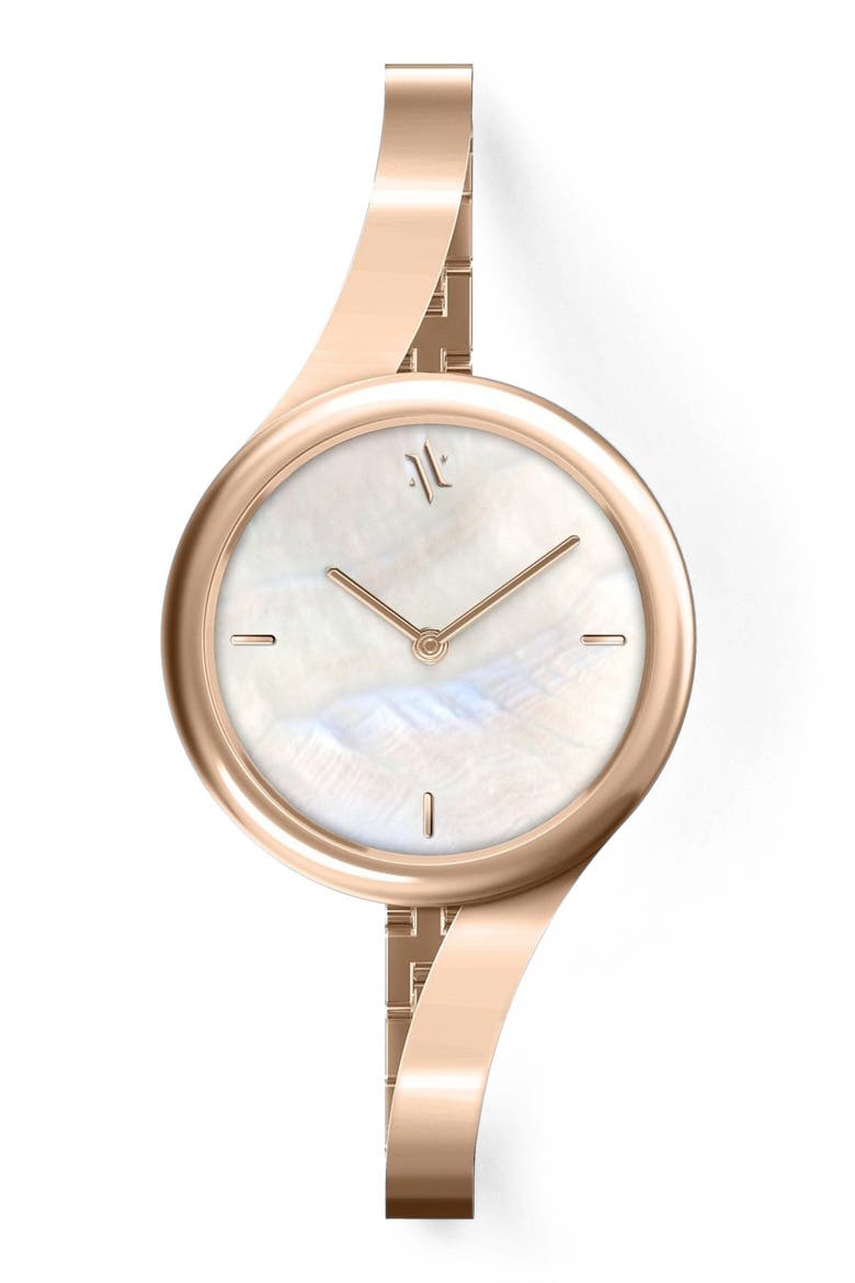 Claire Gemstone Watch, Main, color, White Pearl-Rose Gold