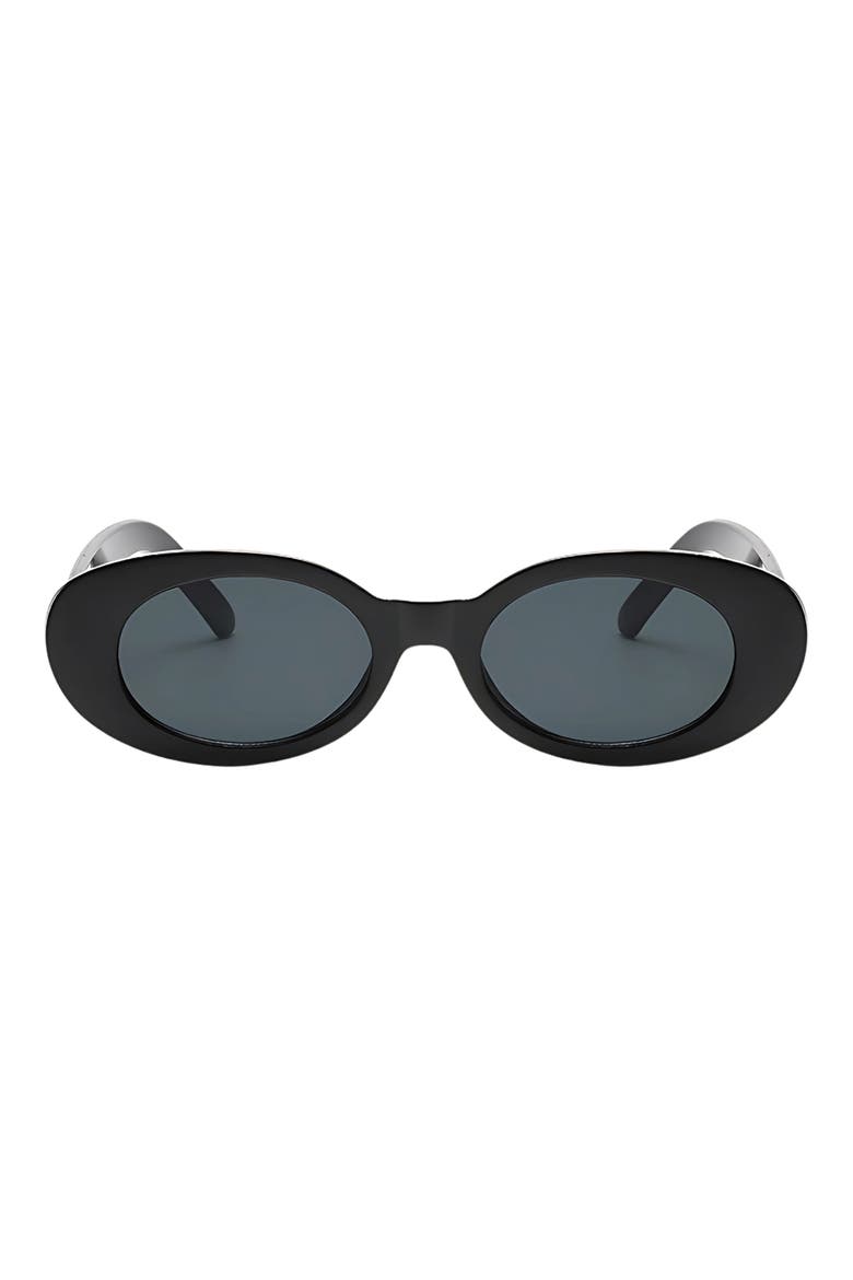 Vivi 50mm Polarized Oval Sunglasses, Main, color, BLACK/ BLACK