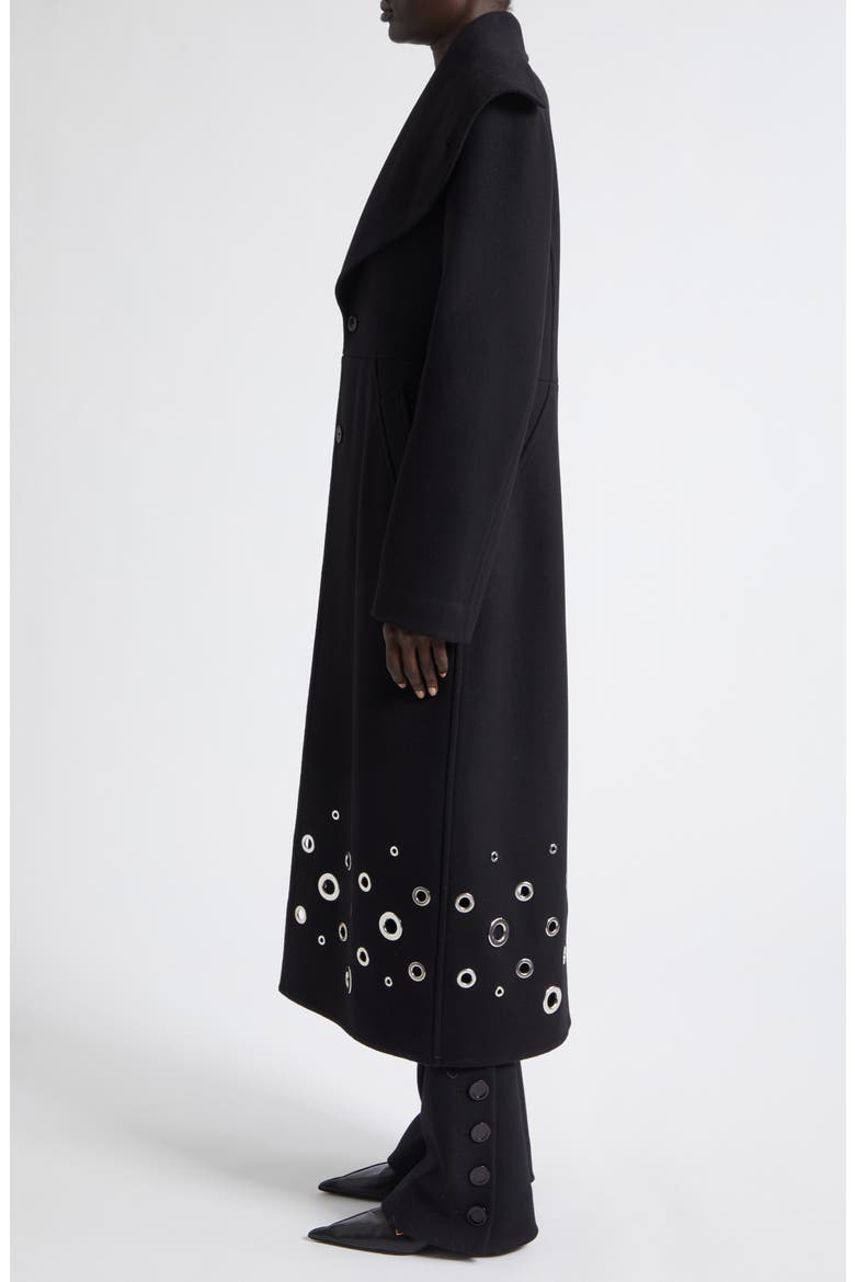 Alix Grommet Eyelet Wool Melton Coat, Alternate, color, BLACK