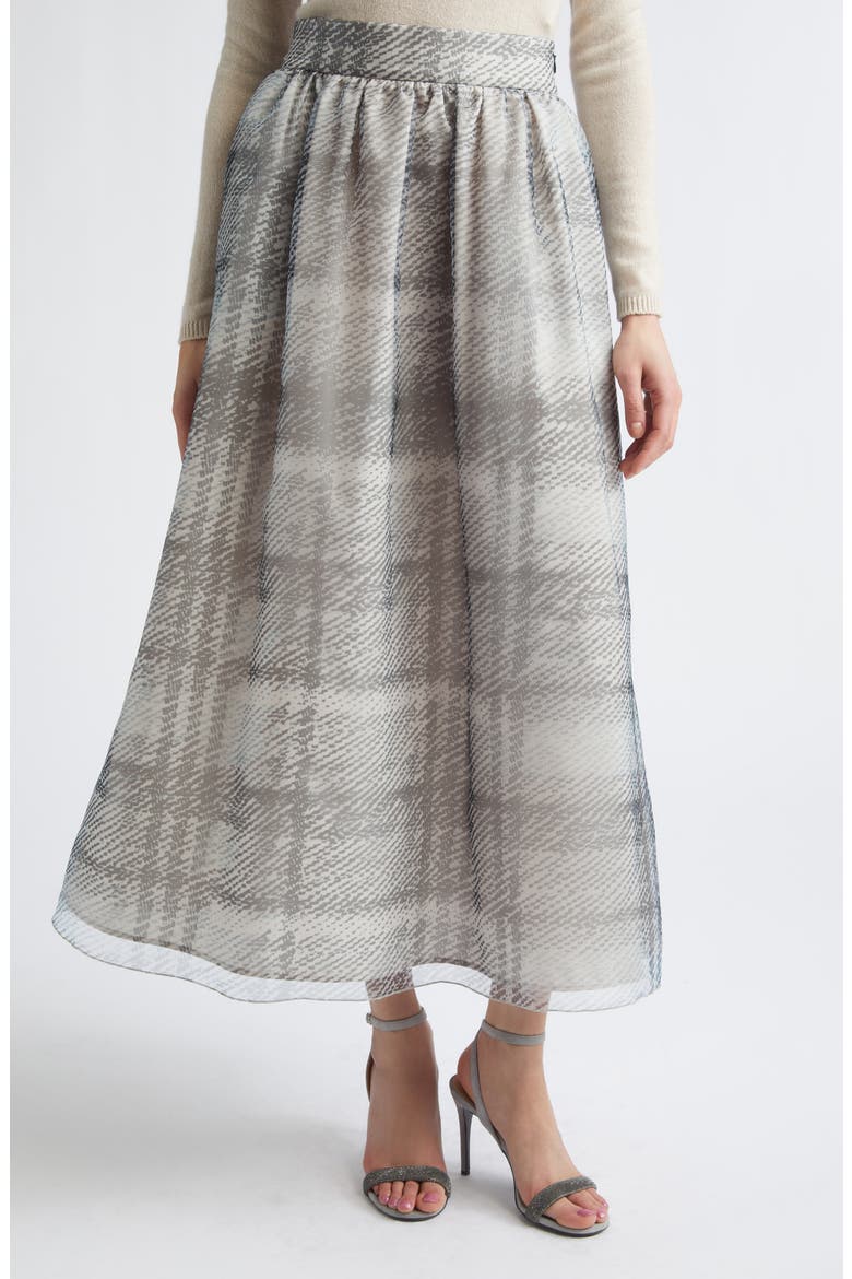 Plaid Print Skirt, Main, color, 178 DARK JADE