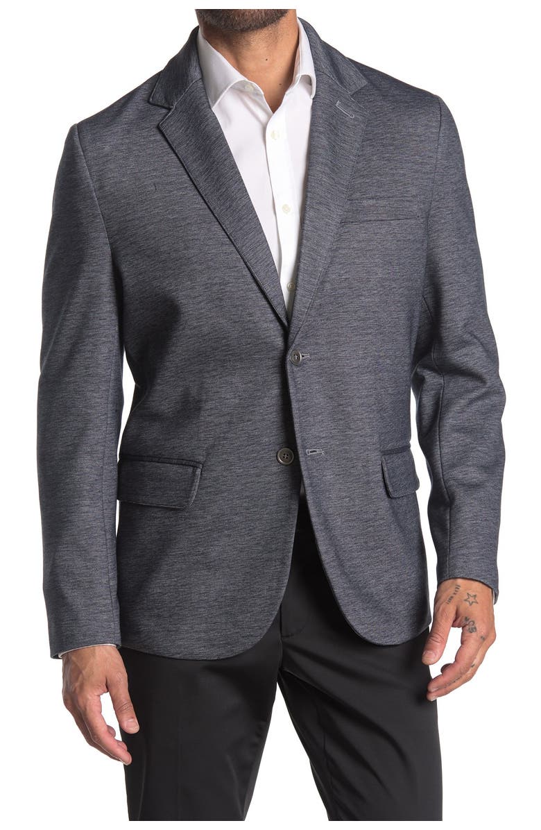 CONSTRUCT Grey Heathered Two Button Notch Lapel Slim Fit Blazer, Main, color,
