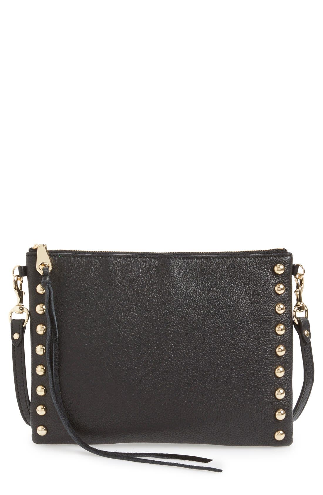 'Jon' Studded Convertible Crossbody Bag, Main, color, BLACK/ LIGHT GOLD HRDWR