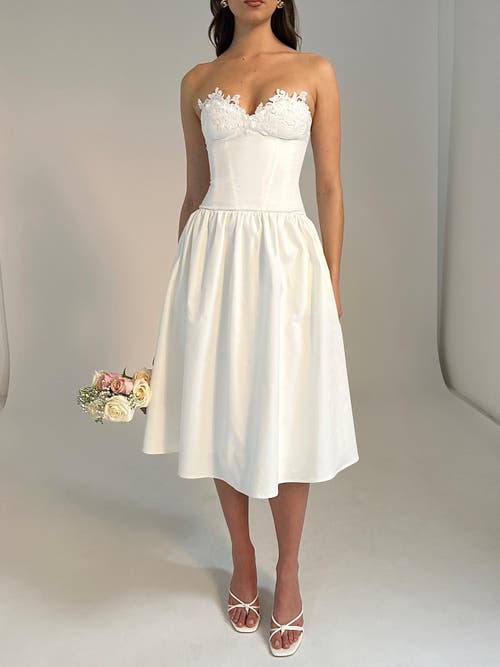 Miss Circle Rowan Lace Drop Waist Corset Sundress In White