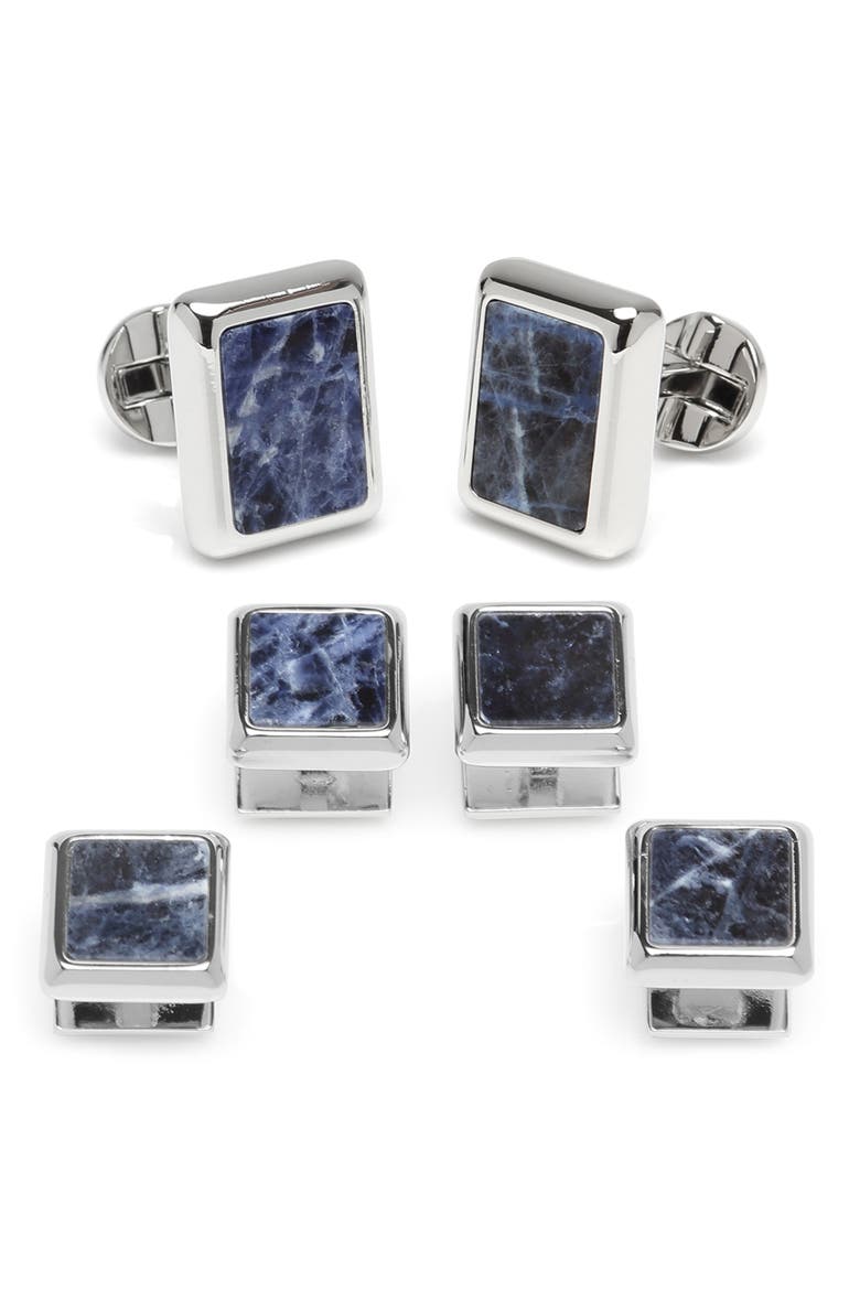 JFK Presidential Sodalite Cuff Link & Stud Set, Main, color, BLUE