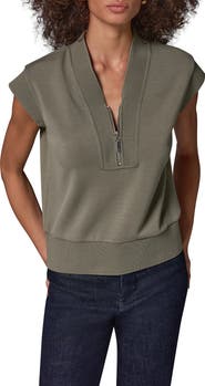 Donna Karan New York Jet Setter Dolman Half Zip Pullover Top