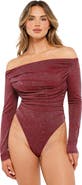 Popilush Shapewear Metallic Knit Long Sleeve Slimming Bodysuit