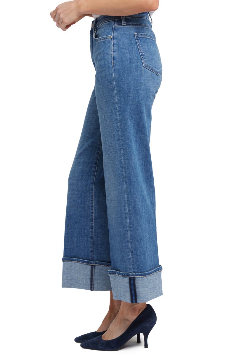 NYDJ Teresa Cuffed Wide Leg Jeans, Alternate, color, Deepwater Lake