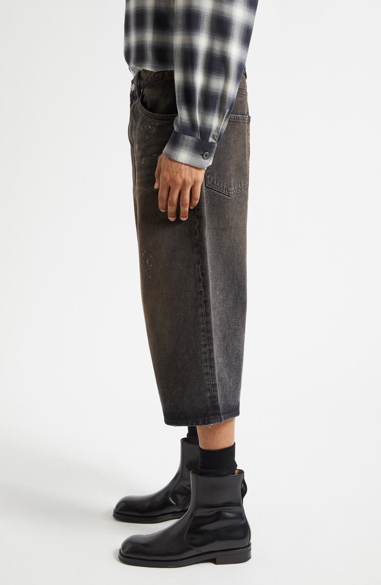 OUR LEGACY Paint Splattered Denim Bermuda Shorts, Alternate, color, Nebula Wash