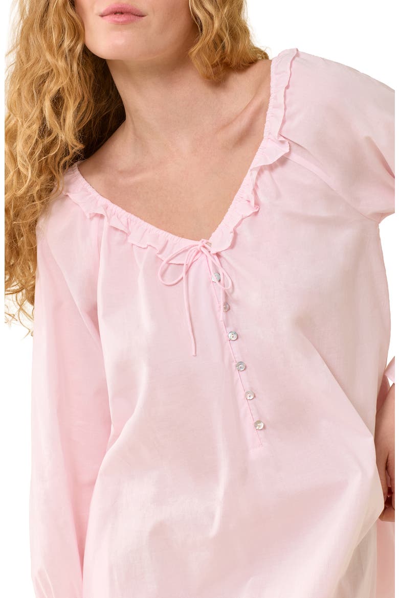 Ruffle Cotton Nightgown, Alternate, color, PINK