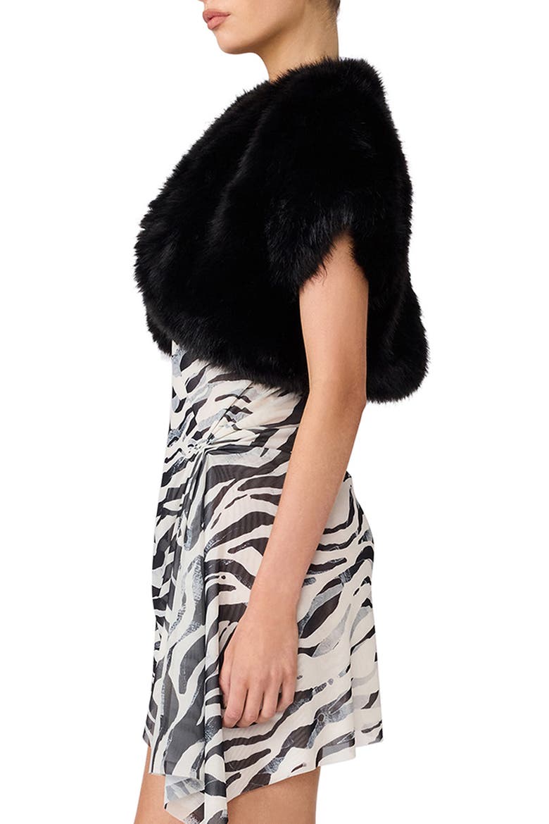 Jalen Faux Fur Bolero, Alternate, color, BLACK