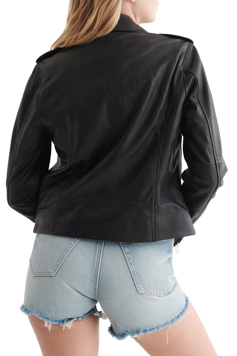 Leather Moto Jacket, Alternate, color, WASHED BLACK/ BLACK