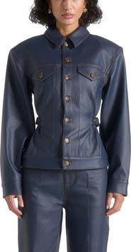 Manière De Voir Karla Wax Effect Cinch Waist Jacket