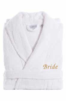 Linum Home Textiles Gold Embroidered 'Bride' Terry Bathrobe