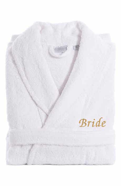 Linum Home Textiles Gold Embroidered 'Bride' Terry Bathrobe