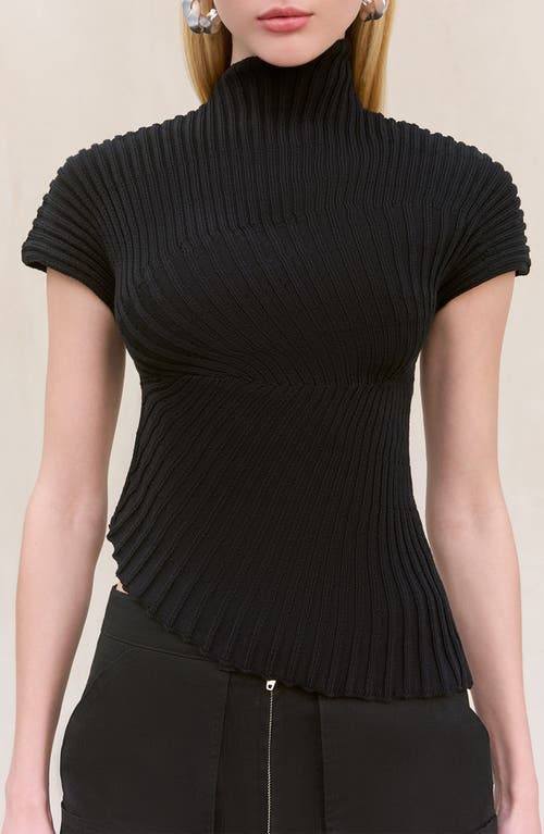 Cult Gaia Annemie Cotton Asymmetric Funnel Neck Knit Top