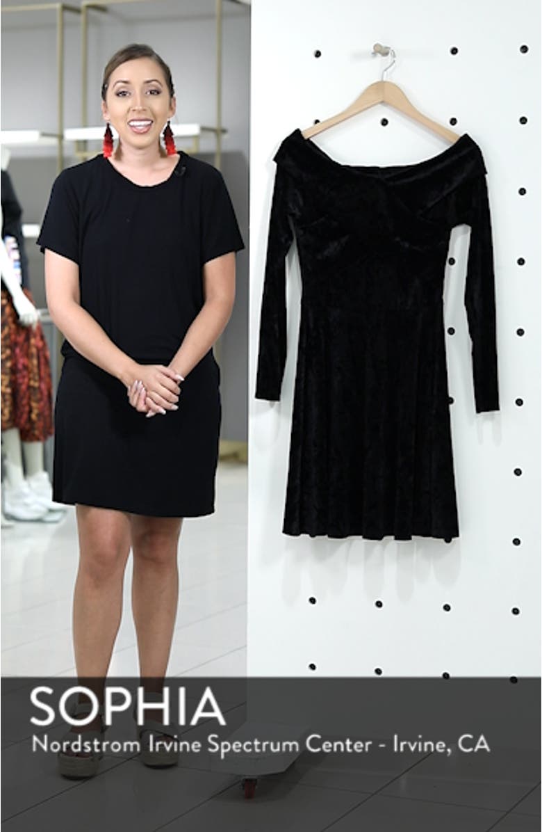 Off the Shoulder Velvet Fit & Flare Cocktail Dress, sales video thumbnail