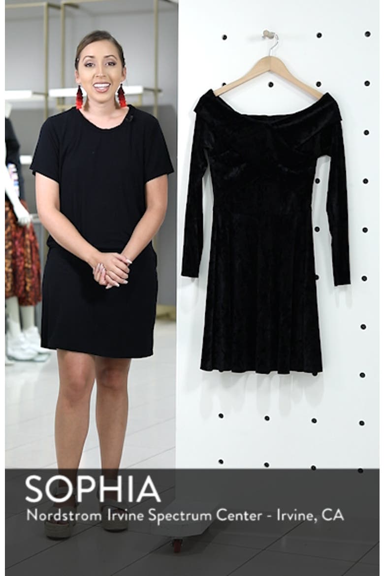 Off the Shoulder Velvet Fit & Flare Cocktail Dress video