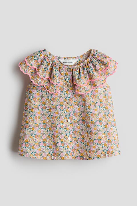 Tiered-collar Cotton Blouse