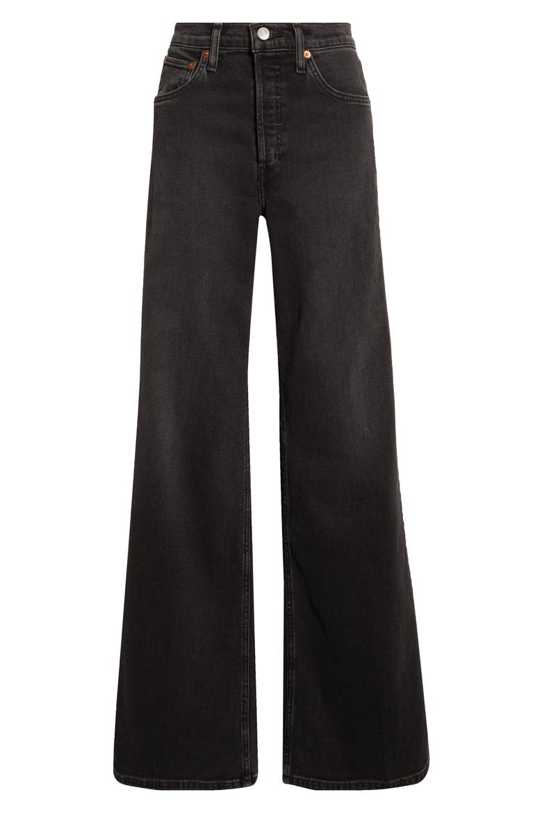 High Waist Wide Leg Jeans, Alternate, color, WASHED NOIR