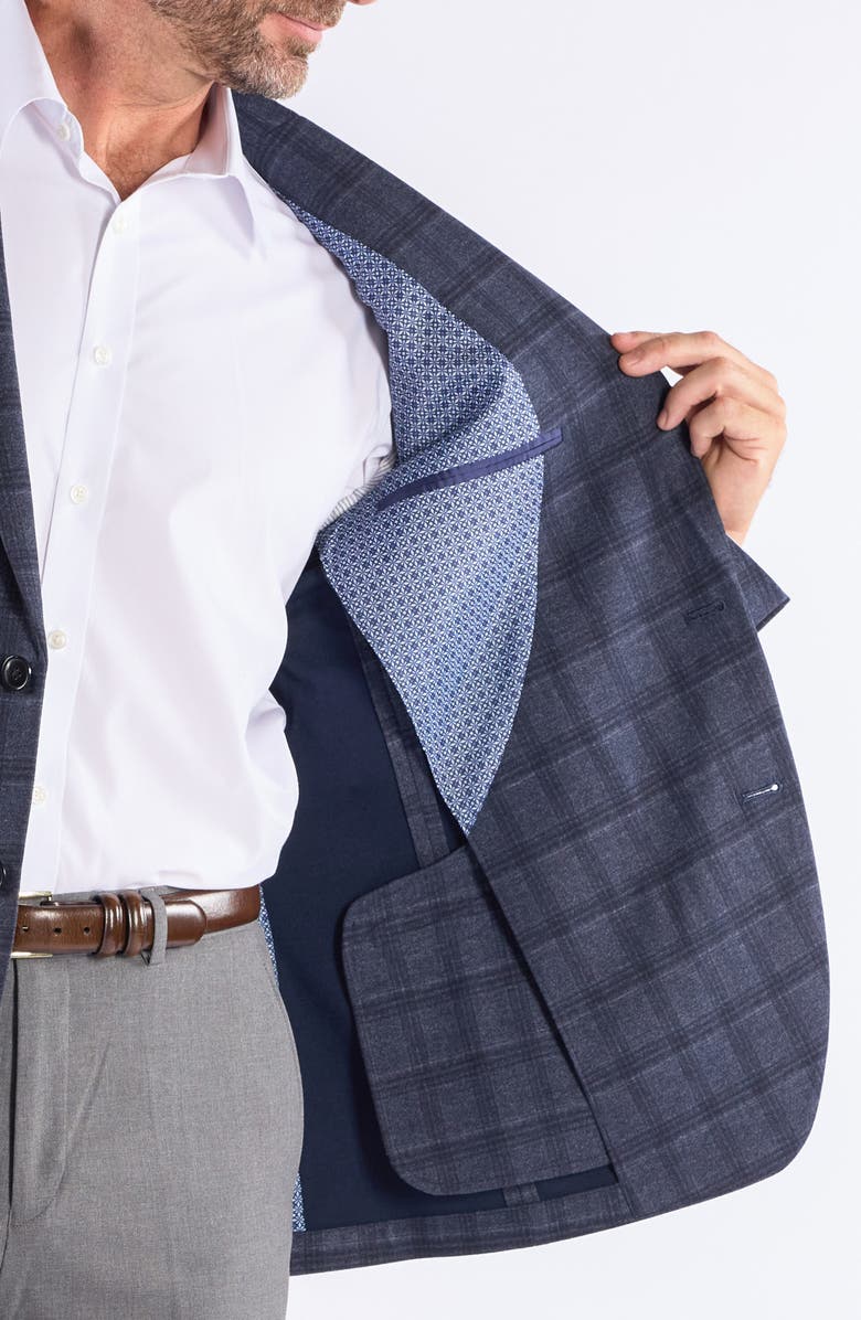 SAVILE ROW CO Plaid Knit Sport Coat, Alternate, color, Blue