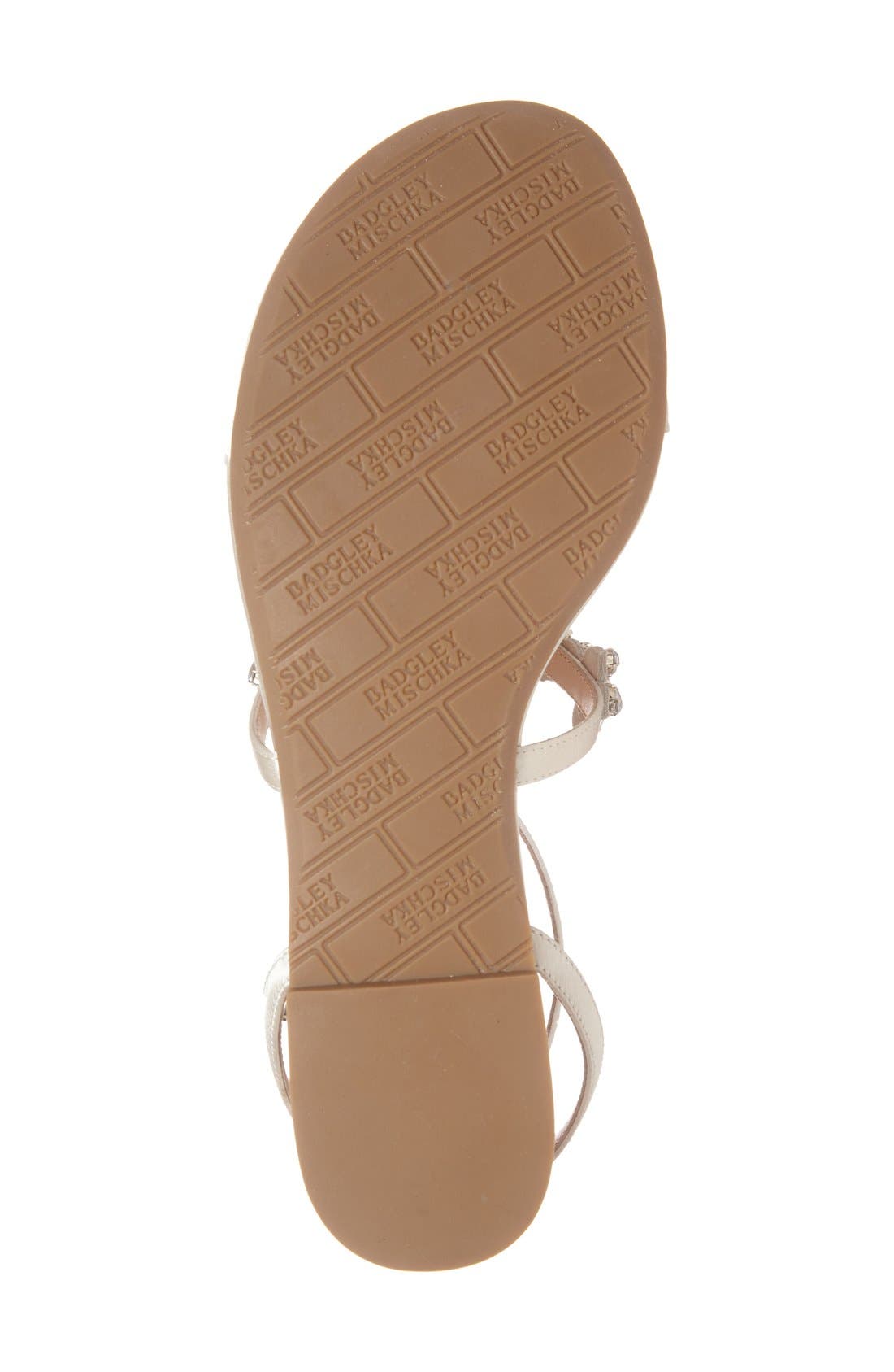 Badgley Mischka 'Cara' Crystal Embellished Flat Sandal, Alternate, color, IVORY