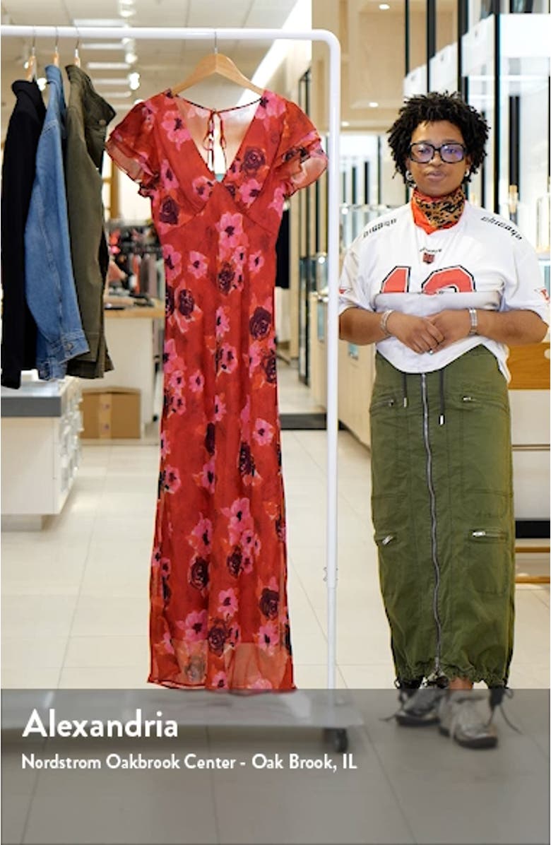 Floral Flutter Sleeve Maxi Dress, sales video thumbnail