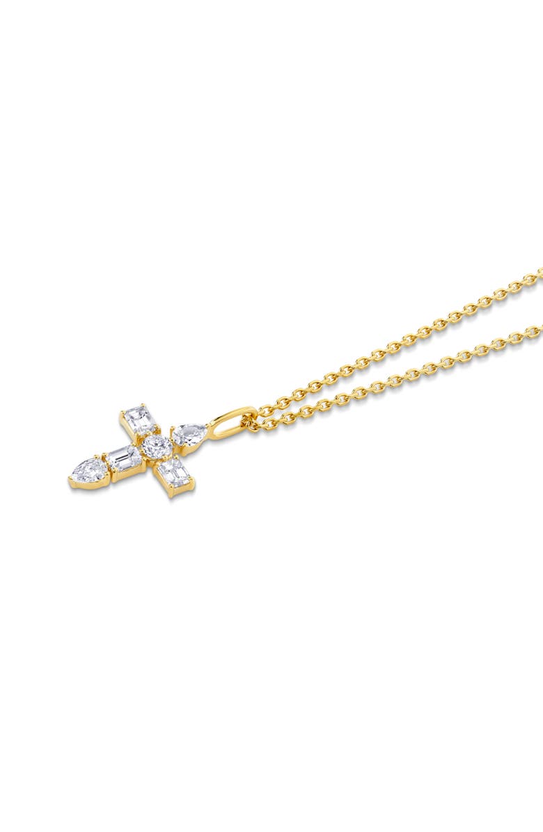 Michael M Montage Diamond Emerald Cross Pendant Necklace, Alternate, color, Yellow Gold