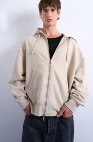 Topman Heavyweight Cotton Blend Zip Hoodie