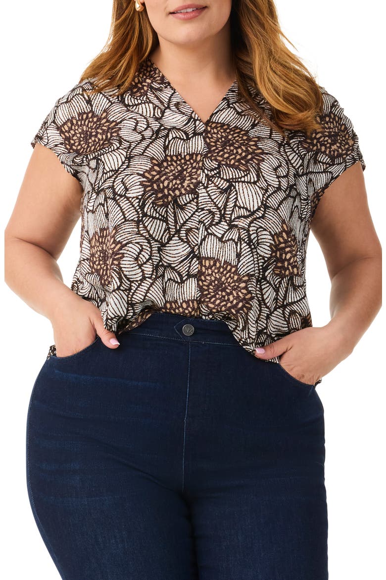 Petal Bloom Short Sleeve Top, Main, color, NEUTRAL MULTI