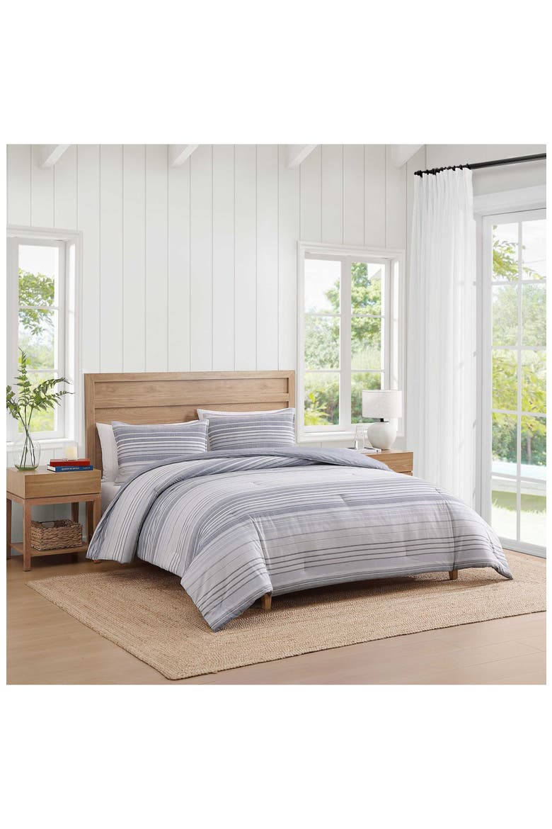 Bold Stripe Texture Cotton Percale Duvet Cover & Shams Set, Alternate, color, LIGHT / MEDIUM GREY