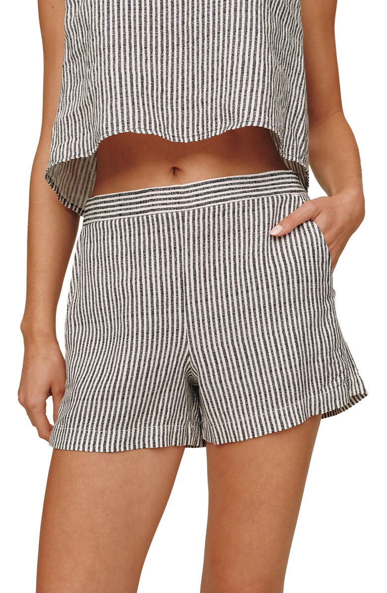 Bella Dahl Catalina Stripe Pull-On Linen Blend Shorts, Main, color, Hatch Stripe