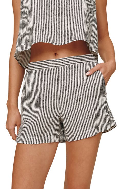 Catalina Stripe Pull-On Linen Blend Shorts