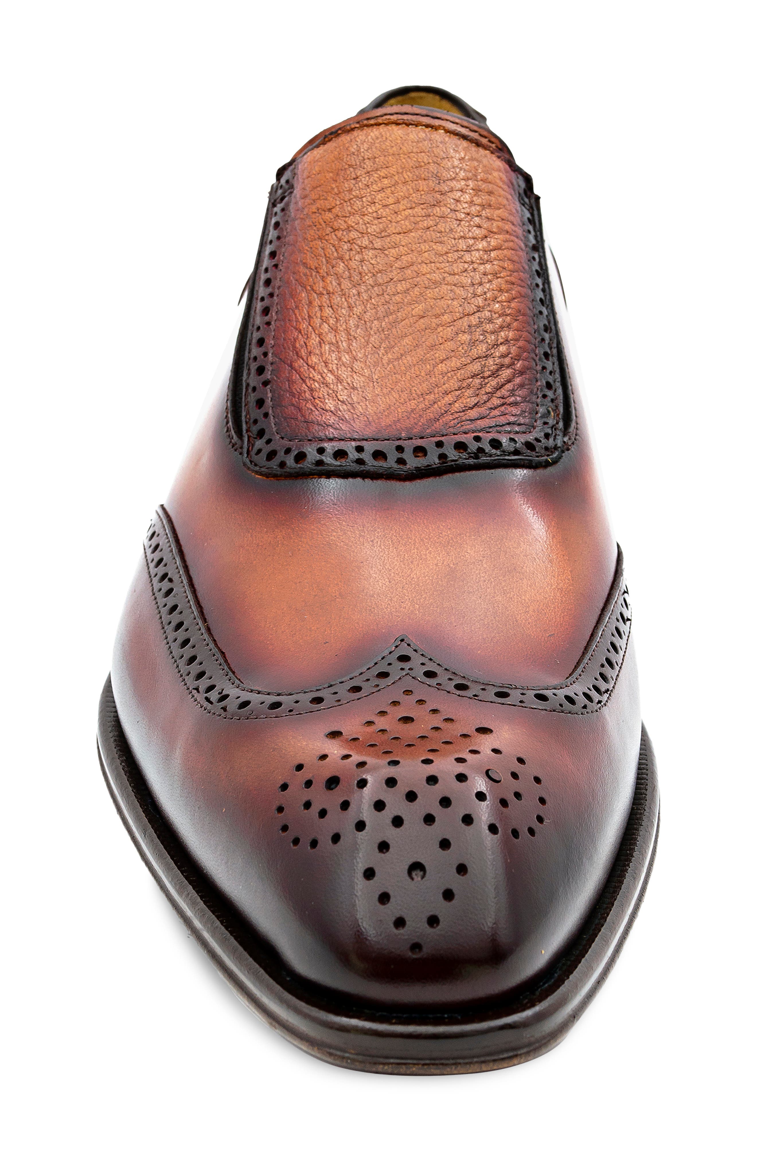 Burnished Wingtip Loafer, Alternate, color, COGNAC RUST