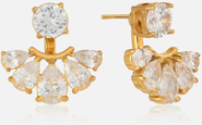Kellery Cubic Zirconia Fan Drop Stud Stainless Steel Earrings