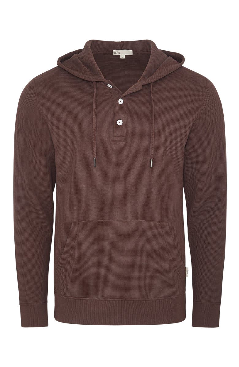 Onia Heavyweight Cotton Waffle Hoodie, Alternate, color, Java