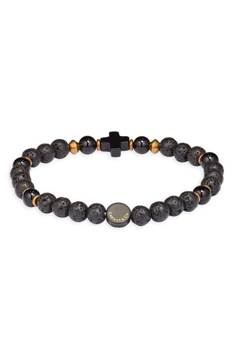Men's Gem Cross Stretch Bracelet