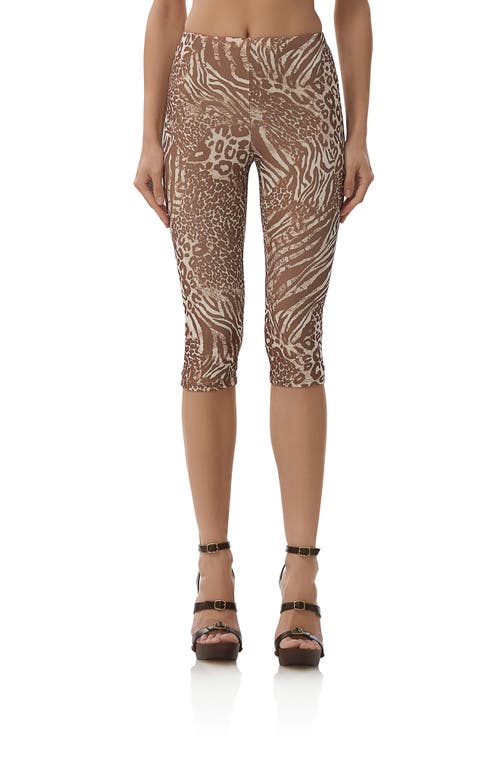 Afrm Gianna Capri Leggings In Taupe Animal