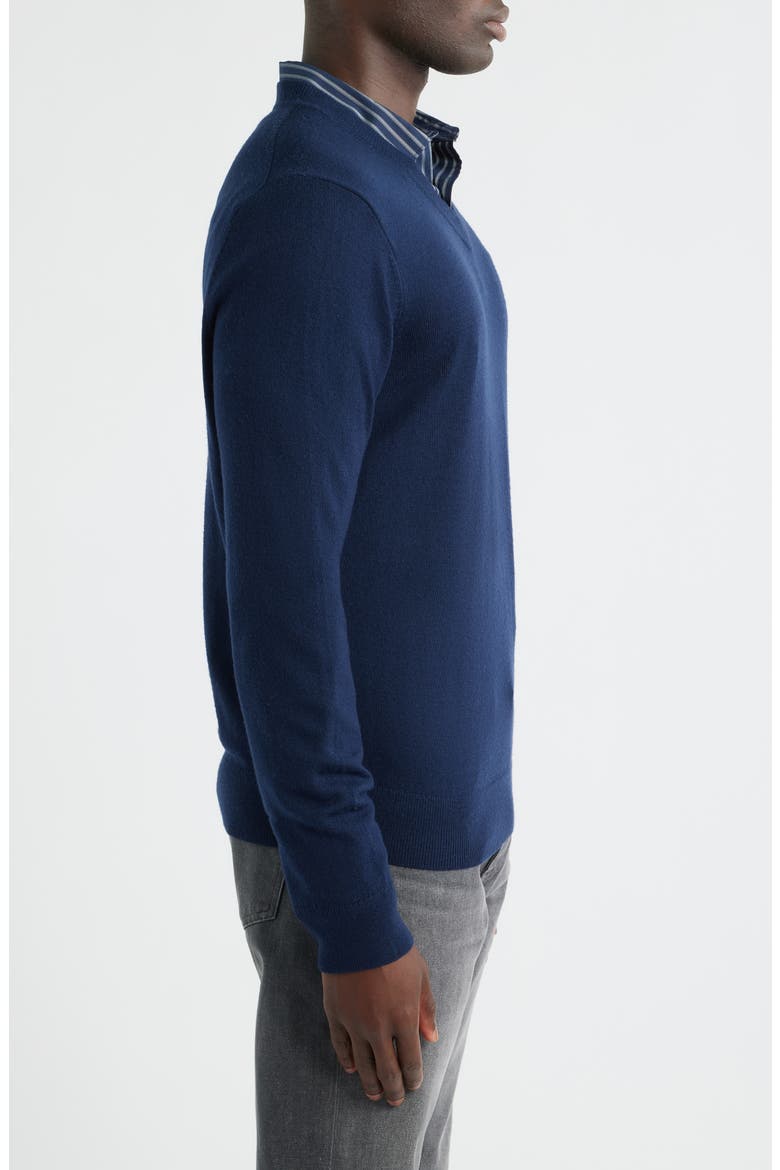 Merino Wool V-Neck Sweater, Alternate, color, NAVY IRIS