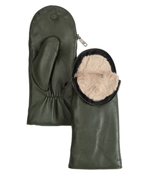 Echo Zip-top Glove With Faux Fur Lining In Green